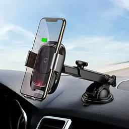 Тримач в машину з бездротовим ЗП Wireless Charger Baseus Smart Vehicle Bracket (Osculum Type) чорний (21738) - мініатюра 3