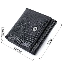 Компактний жіночий гаманець з натуральної лакованої шкіри ST Leather 22688 чорний - мініатюра 7