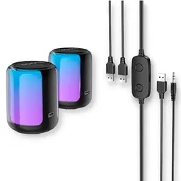 Портативна колонка XPRO BS56 Bluetooth пульт для регулювання гучності RGB 12 режимів USB/AUX 35mm Black (BS56_611) - мініатюра 3