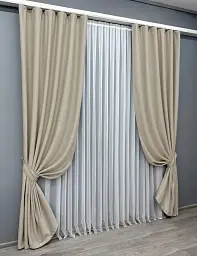 Комплект штор VR-Textil шеніл 2 шт 150x270 см бежевий (1691ш) - мініатюра 3