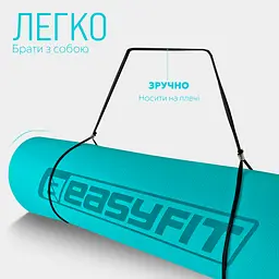 Килимок для йоги та фітнесу EasyFit TPE+TC 6 мм двошаровий м'ятний-чорний - мініатюра 5