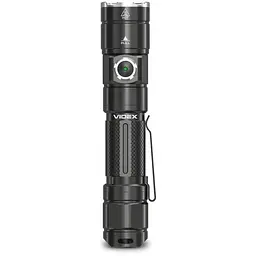 Ліхтар ручний Videx A105Z, Black, 1200 лм, 5000K, до 215 м, 6 режимів роботи, лінзи із загартованого скла, світлодіод Luminus SST40, 10W, акумулятор (18650, 2200 mAh, знімний), IP44, 93 г (VLF-A105Z)