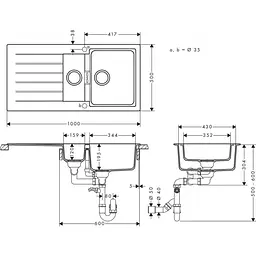 Кухонна мийка Hansgrohe S52 S520-F530 43357170 - мініатюра 2