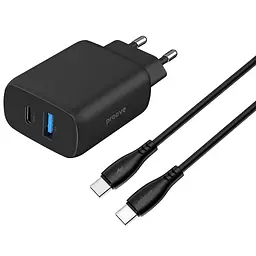 Зарядний пристрій Proove Silicone Power 2 30W (Type-C + USB) + Cable Type-C to Type-C (1m) black (WCSP23011001)