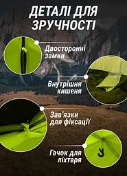 Намет туристичний двомісний вітрозахисний з тамбуром 210*180*135 см LUGI LU-018 - мініатюра 27