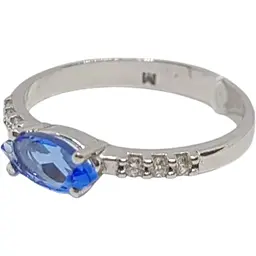 Срібне кільце Агні Момент з кварцом tanzanite і фіанітами. 1309/1Р-QTANZ 17