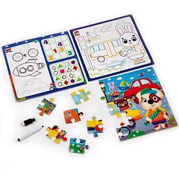 Розвиваючий набір 4 в 1 Транспорт Vladi Toys VT2002-06 пазл, розмальовка, маркер - мініатюра 3