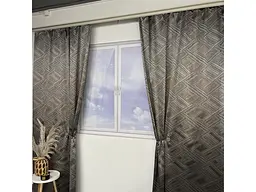 Жакардові штори "геометрія" кавового кольору на тасьмі 2шт. 150х270 ALBO pbe0052386 - мініатюра 6
