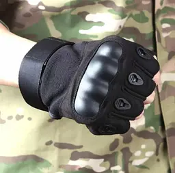 Моторукавички без пальців Combat на липучці спортивні (Чорний) XL - мініатюра 4
