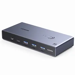 KVM-перемикач UGREEN CM730 2 входи USB-C для ПК 1 вихід HDMI 4K 60 Гц спільні клавіатура й миша 3 USB-A та 1 USB-C (25959)
