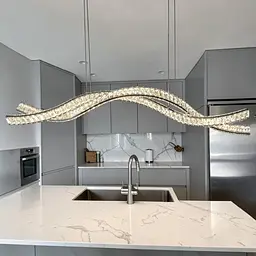 Підвісна LED-люстра Diasha D8947/1200-2CH для кухні-студії, вітальні та спальні, хвиля, 85 W, 116 см, 15-25 m2