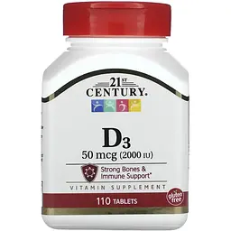Вітамін D3 21st Century D3 50 mcg 2000 IU 110 таблеток