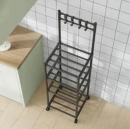 Полиця - підлогова стелаж для кухні Good Idea 130х42х34 см кухонна етажерка 4-рівнева на колесах  - мініатюра 6