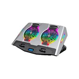 Підставка до ноутбука IceCoorel 10-18", 2*125mm 1400 RPM, 2*USB, + LCD display, 461x298x52mm, Silver (N9S)