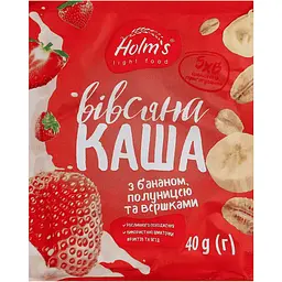 Каша вівсяна Holm's light food з бананом, полуницею та вершками 40 г