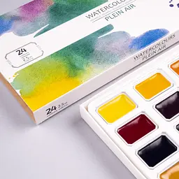 Набір акварельних фарб ROSA Studio PLEIN AIR, 24x2,5 мл, кювети, картонна упаковка (4823098547532) - мініатюра 4