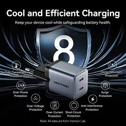 Зарядний пристрій Vention 2xUSB-C PD45W GaN transparent gray (FCFH0-EU) - мініатюра 9