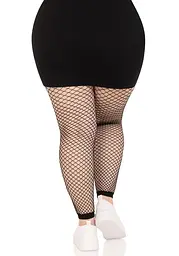 Колготки без стопи Leg Avenue Industrial Net footless tights, 1X/2X, чорні, в сітку - мініатюра 5