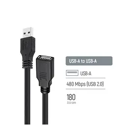 Дата кабель USB 2.0 AM/AF 1.8m black ColorWay (CW-CBUF076-BK) - мініатюра 5