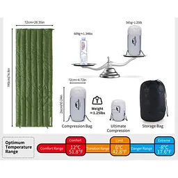 Спальник Naturehike CWM400 (CNK2300SD013) +6°C – з натуральним пухом - зелений - мініатюра 7