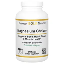 Магний Magnesium Chelate 210 mg 270 таблеток California Gold Nutrition vit0005440