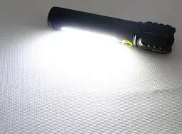 Світлодіодний ліхтар із боковим COB світильником USB зарядка ручний ліхтарик акумуляторний X-BALOG BL C72 P50 чорний - мініатюра 4