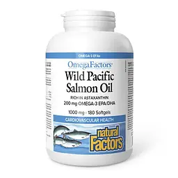 Жир дикого аляскинського лосося Natural Factors Wild Alaskan Salmon Oil 1000 мг 180 softgels