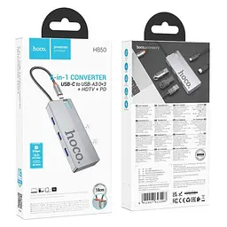 Порт-реплікатор мультиадаптер Hoco HB50 Wow 5-in-1 multi-function converter (HDTV+PD+Usb 3.0x3) - мініатюра 4