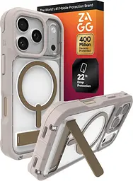 Чохол протиударний для iPhone 17 Pro (6.3") ZAGG Gear4 Rainier MagSafe KS Прозорий з підставкою Бежевий