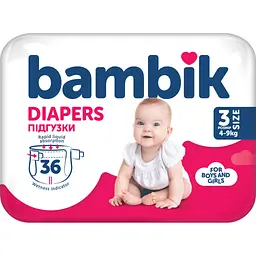 Підгузки Bambik Medium MIDI Розмір 3 (4-9 кг) 36 шт (4823071652284)