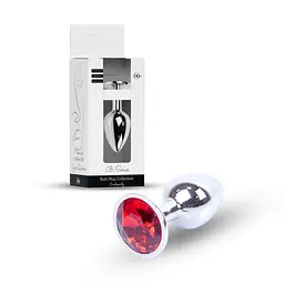 Анальна пробка Jewellery Silver Plug Red срібляста