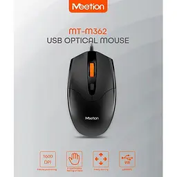 Миша провідна MeeTion MT-M362 USB підключення - 3 режими 800/1200/1600 DPI чорна - мініатюра 6