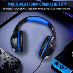Ігрова гарнітура Kotion Each GS400 з мікрофоном і LED-підсвічуванням для ПК, PS4 та PS5 (Чорно-синій) - мініатюра 7