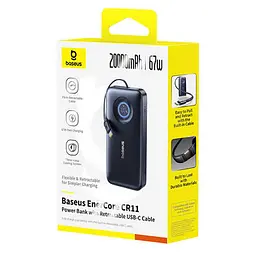 Портативний ЗП Power Bank Baseus EnerCore CR11 PD67W with cable 20000 mAh (PPNMS) Cosmic Black - мініатюра 2