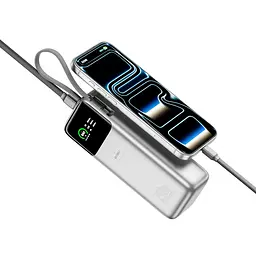 Портативний ЗП Power Bank WIWU PM501 Power Mega PD67W with cable 15000 mAh Silver - мініатюра 3