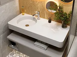 Умивальник Miraggio LOOP 1000 L (8813930) Miramarble, Глянцевий, Підвісний, Білий - мініатюра 7