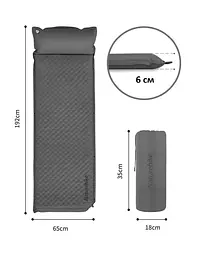 Килимок самонадувний Naturehike (CNK2300DZ014) 6см - з подушкою - одномісний - графіт - мініатюра 3