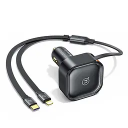 Адаптер автомобільний USAMS Car Charger With 2in1 Retractable Cable Type-C + Lightning US-CC219 C41 |30W, PD/QC|