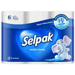 Паперові рушники Selpak 3 шари 80 відривів 6 рулонів (8690530015043)