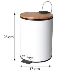 Відро для сміття Yoka Vini white bamboo 3л для ванної кімнати CH.VINI-WHT, Білий - мініатюра 2