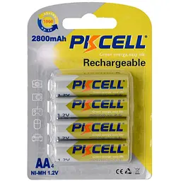 Акумулятор PKCELL 1.2V AA 2800mAh NiMH Rechargeable Battery, 4 штуки у блістері ціна за блістер, Q12