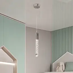 Хромований одиночний LED світильник з прозорим гранованим підвісом Artlight 2350/1CH - мініатюра 2