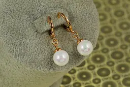 Сережки підвіски Xuping Jewelry кульки з перлами 8 мм 2,7 см золотисті - мініатюра 2