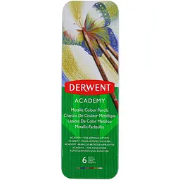 Набір кольорових олівців ACADEMY METALLIC 6 шт у металевому пеналі Derwent