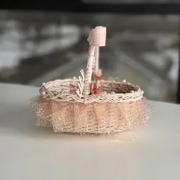 Великодній кошик 15х12х13см hand-made MIS LT рожевий з рожевим декором міні - мініатюра 2