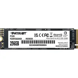 Накопичувач SSD M.2 2280 256GB Patriot (P320P256GM28) - мініатюра 1
