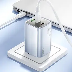 МЗП Hoco N49 Glorious PD65W (1USB-A/2C) + кабель Type-C to Type-C Blue - мініатюра 4