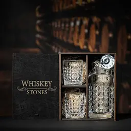 Подарунковий набір віскі Whiskey Stones №12 у дерев'яному пеналі - графин + склянки Bohemia Diamond - мініатюра 2