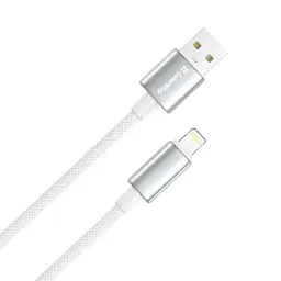Дата кабель USB 2.0 AM to Lightning 1.0m 3A zinc alloy braided white ColorWay (CW-CBUL098-WT) - мініатюра 3