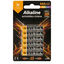 Батарейка AAA LR03 Alkaline 12pcs Blister Vinga (VJABAAA12) - мініатюра 1